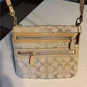 Coach C Patterned Tan Crossbody Bag